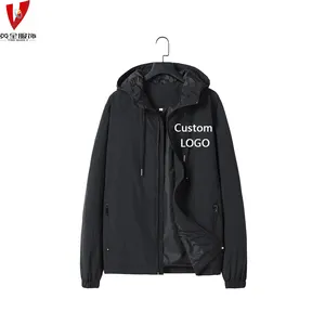 Trade assurance suppliers manufacturer low moq anorak windbreaker waterproof Custom Long Sleeve Polyester Solid mens jacket