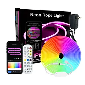 Strip lampu pintar silikon Bluetooth warna-warni Wifi Rgb Diy Flex Shapable Roap Neon Led lampu Strip Kit untuk dekorasi dinding