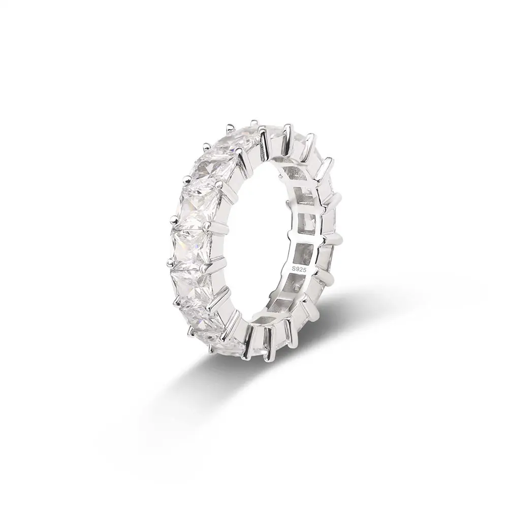 FOXI anello in puro argento 925 scala singola fila zircone cubico eternità fede nuziale anello S925 gioielli in argento Sterling per le donne della sposa