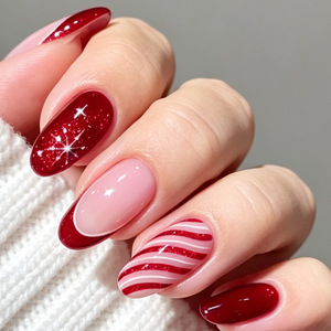 Collection de faux ongles de Noël à presser, assortiment festif, réutilisables et détachables, pour fêtes de fin d'année, vente en gros - Product Image 3