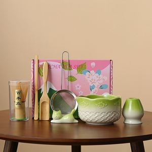 Song Dynasty <b>Tea</b> Ordering Tools Ceramic <b>Tea</b> Bowl Whisk Holder Matcha Brushing and Bamboo Spoon Matcha <b>Tea</b> <b>Set</b> with Pink Package - Product Image 3
