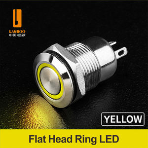 LANBOO 12mm 미니 플랫 푸시 버튼 스위치. 경제 스위치. 래칭/순간. LED 빨강, 녹색, 파랑, 노랑 및 흰색 - Product Image 5