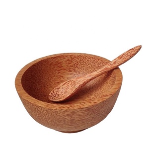 Tazón de cáscara de coco redondo Natural 100% 12-15cm flor en forma de corazón ecológico pulido con cuchara de Coco para fiestas - Product Image 3