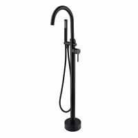Robinet de baignoire sur pied en acier inoxydable brossé anti-corrosion avec jet de massage doux et poignée unique pour hôtel