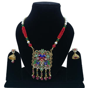 Elegante Juego de Collar y Aretes de Aleación con Baño de Oro y Diseño Polki, Ideal para Bodas y Fiestas Tradicionales para Mujer - Product Image 5