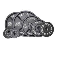 Disques de poids noirs en fonte pour haltères de musculation, 5kg, 10kg, 20kg, 25kg, 45lb, pour entraînement de force en salle de sport