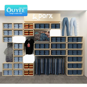 Exhibidores de Ropa de Diferentes Estilos para Kioscos, Mostradores de Tiendas en Centros Comerciales, Diseño de Pared de Madera, Exhibidores de <span class=keywords><strong>Jeans</strong></span> - Product Image 1
