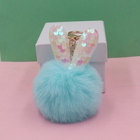 Porte-clés en peluche avec boule de fourrure oreilles de lapin mignonnes, ornement pour clés de voiture, cadeaux créatifs pour filles et femmes, breloque de sac en peluche lapin, pendentif pour sac à dos