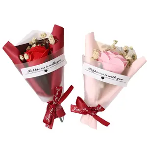 Buquê de flores secas para o dia dos namorados, caixa de presente com mini buquê estrelado de flores frescas preservadas para namorada