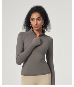 Veste de sport pour femme à demi-zip amincissante, légère, athlétique, à manches longues, anti-transpiration, élastique, pour le yoga et l'entraînement - Product Image 2