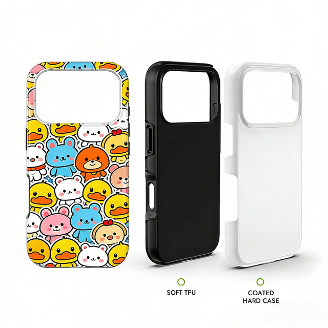 2-in-1 TPU+PC Durable Structure Luxury Mobile Cover Blanks Sublimation Phone Case for Uv Printing Machine