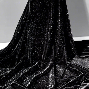 Tissu de velours étoile brillante de couleur unie tissage argenté doux tissu de velours coréen à paillettes rêveuses tissu de velours non tombant - Product Image 1