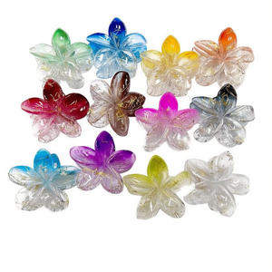 Pince à cheveux fleurie tendance 8 cm transparente avec fils dorés pour femme, accessoires pour cheveux - Product Image 4