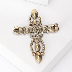 Broche de Espada Cruzada con Incrustaciones de Diamantes de Imitación, Chapado en Oro Antiguo, con Perlas Simuladas, para Bodas, Compromisos y Fiestas de Lujo - Product Image 3