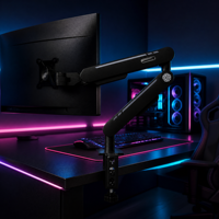 Bras de moniteur double articulé noir mat avec plaque VESA et pince de fixation au bureau, support de moniteur à tension réglable pour écran LCD LED