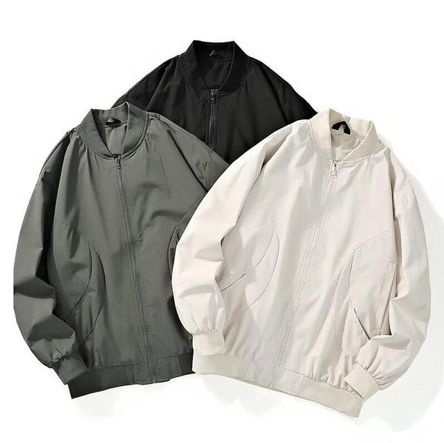 Men Loose Casual Jacket for American Style Workwear Zipper Baseball Uniform Outerwear Suitable for Outdoor Use