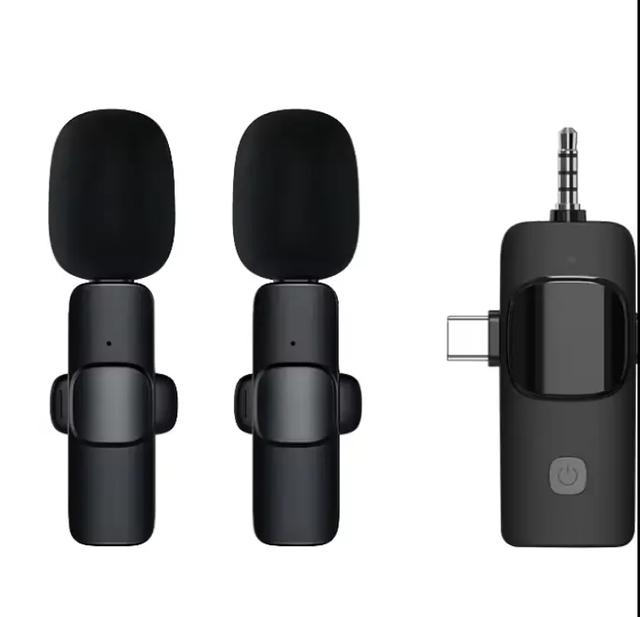 K15 3 in 1 Wireless Lavalier Microphone Noise Reduction Radio Clips Lapel Microphone for Video Recording Tiktok Mini Microphone