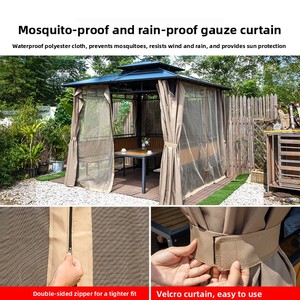 Gazebo Moderno Negro <span class=keywords><strong>para</strong></span> Exteriores, Patio, Anticorrosivo, <span class=keywords><strong>para</strong></span> Jardín, Villa, Terraza, Resistente a la Intemperie, Pabellón <span class=keywords><strong>de</strong></span> Ocio, Pérgola - Product Image 5