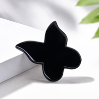 Outil de massage facial en pierre d'obsidienne noire en gros, outil de soin de beauté en cristal naturel pour le raclage Gua Sha
