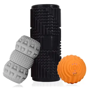 5-Speed Vibration Yoga Leg Eva Exterior Vibration Foam Roller Fitness Body Muscle Roller Massager Stick