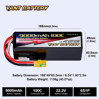 Harga Pabrik Vant 22.2V 6500/7000/8000/9000/10000/12000mAh 6S 100C Baterai Lipo Fpv untuk Drone UAV 7-12 inci FPV