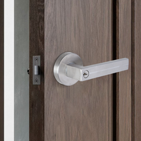 Manijas de Puerta de Acero Inoxidable Estilo Americano para Dormitorio, Manija de Puerta de Lujo con Cerradura y Llave