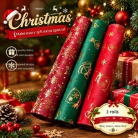 Nouvelle Arrivée 2026 – Chemin de Table Rouge en Peluche Vintage pour Noël, Décoration Maison, Estampage à Chaud Doré, Résistant à la Chaleur, Lavable