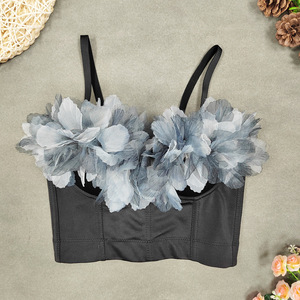 Top de tubo estilo chaleco para mujer, con diseño floral tridimensional y espina de pescado, moldeador de cuerpo, para uso exterior, ideal para <span class=keywords><strong>vacaciones</strong></span> <span class=keywords><strong>en</strong></span> la playa - Product Image 6