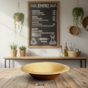 Tazón Redondo de Hoja de Areca de 5 Pulgadas, Ecológico, Desechable, Biodegradable, Tazón para Servir Alimentos de Hoja de Palma, Vajilla Natural - Product Image 1