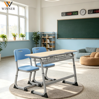 Ensemble de chaise de bureau pour étudiants moderne, écologique et durable, chaise ergonomique en plastique à hauteur réglable, cadre en métal, tiroir de rangement, école