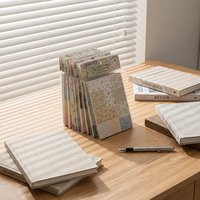 Bloc-notes adhésifs à feuilles mobiles, 50 feuilles par paquet, papier artisanal, série Musée, motif à carreaux minimaliste, pour patchwork