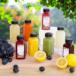 Custom Hot Sale 120ml 250ml Transparent <b>Empty</b> Square <b>Plastic</b> Lemon Juice Beverage Smoothie <b>Bottles</b> Bulk Drink Container With Top - Product Image 2