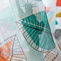 Rideaux semi-occultants imprimés feuilles de vigne, vert-bleu et orange, pour salon, vente en gros américaine au mètre
