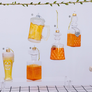 Ornements en verre personnalisés de haute qualité, hamburger, whisky, orange, concombre, décoration d'arbre de Noël, objet suspendu, ornement - Product Image 4