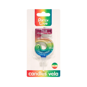 Party Love Birthday <b>Candle</b> Number 5 Multicolor 6Cm For Cake Decoration - Product Image 3