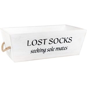 Insegna in Legno 'Lost Socks Basket' per Lavanderia in Stile Fattoria Moderna, Accessori per Casa - Product Image 1