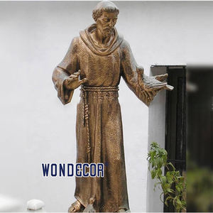 Personnaliser les statues en bronze grandeur nature de figures religieuses modernes telles que Saint François et <span class=keywords><strong>un</strong></span> <span class=keywords><strong>petit</strong></span> <span class=keywords><strong>oiseau</strong></span> - Product Image 1