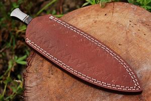 Beautiful Sizzco Handmade Damascus Steel Fixed Blade Hunting Camping Skinner <b>Knife</b> Handle Hard Wood With Damascus Clip - Product Image 4