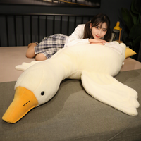 Grande Oie Blanche Brodé(e) en Peluche Super Douce, Jouet Confortable en Coton PP, Animal en Peluche Rembourré, Cadeau d'Anniversaire pour
