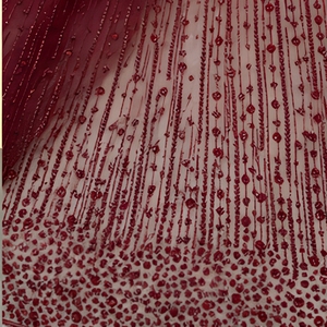 Tissu en dentelle perlée à <span class=keywords><strong>la</strong></span> main bordeaux avec strass, perles et sequins <span class=keywords><strong>pour</strong></span> <span class=keywords><strong>robe</strong></span> <span class=keywords><strong>de</strong></span> soirée <span class=keywords><strong>de</strong></span> <span class=keywords><strong>mère</strong></span> <span class=keywords><strong>de</strong></span> <span class=keywords><strong>la</strong></span> <span class=keywords><strong>mariée</strong></span>, Aso Ebi, mariage - Product Image 4