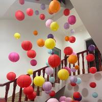 Lanternes en papier DIY de 25 cm, couleur unie, thème dessin animé, pour décoration de centres commerciaux, fêtes, plafonds, peinture artisanale pour enfants, vente en gros
