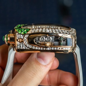 High-end men's business watch with hollow design automatic mechanical movement square <b>case</b> inlaid with moissanite gemstones - Product Image 3