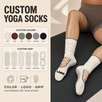 Chaussettes de yoga et de Pilates en coton respirant avec logo personnalisé pour femmes, antidérapantes, pour la vente en gros