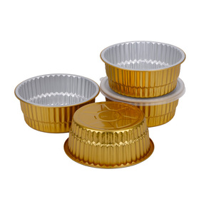 Prix d'usine 1050ml 1400ml Boîte à lunch ronde en aluminium avec revêtement en laque dorée Contenant alimentaire en aluminium pour micro-ondes - Product Image 6