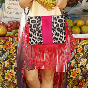 Bolso cruzado de piel de ante con flecos para mujer, bandolera de piel de vaca con estampado de guepardo, borla, DOM-1141208 - Product Image 4