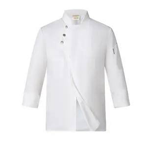 Waterproof chef work clothes men's long sleeved autumn winter thick wear resistant hotel work clothes chef uniform