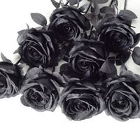 Großhandel Einzelne 51cm Hohe Zweigblumen Schwarze Seidenblumen Künstliche Samt-Rosen für Hochzeitsdekoration