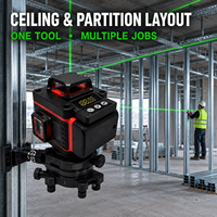 Niveau laser vert 4D professionnel polyvalent à 16 lignes, auto-nivelant à 360 degrés, outil de mesure industriel pour carrelage et intérieur