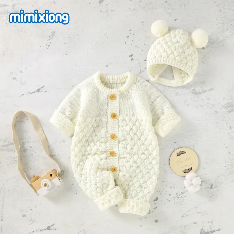 Mimixiong – vêtements d'hiver personnalisés à manches longues, combinaison de nuit 100% coton pour bébé, barboteuse pour bébé