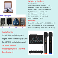 Sistema de micrófono de Karaoke inalámbrico para el hogar con micrófonos de mano duales y AUX óptico HD, mezclador de micrófono de Karaoke portátil
